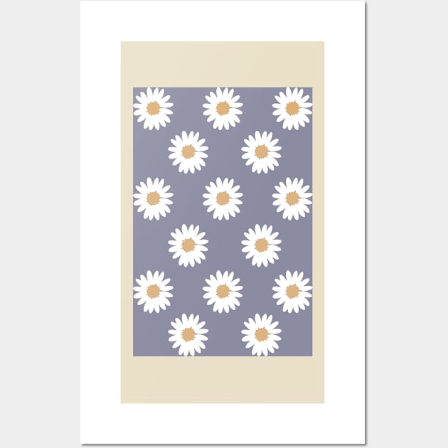 muted purple neutral camel daisy flower floral pattern Wall Art by opptop